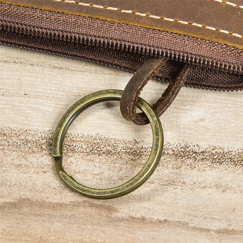 Luufan couro genuíno zíper moeda cartão bolsa de couro real rfid titular do cartão embreagem carteiras slots para homens mulheres mini bolsa fina