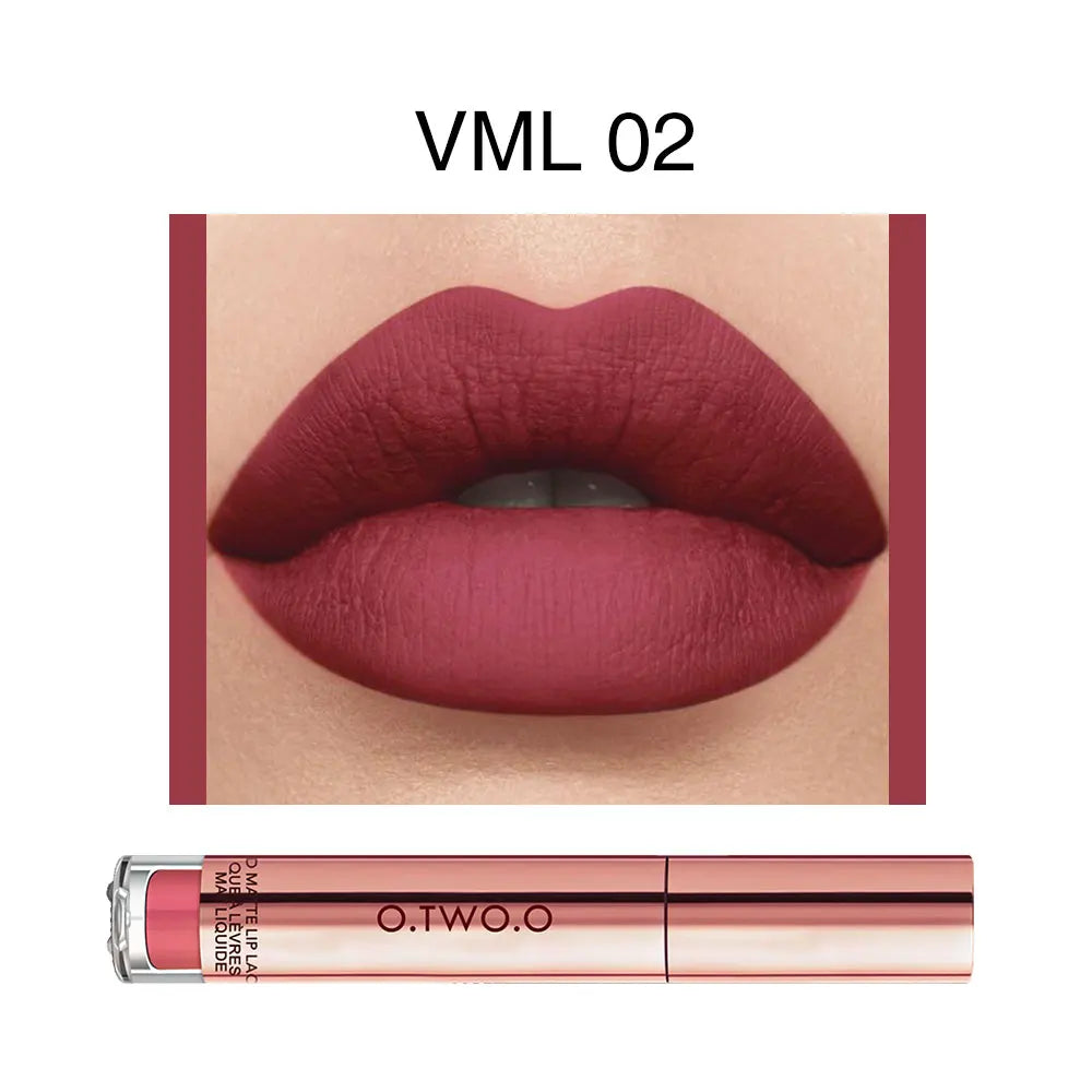 O.TWO.O 12 cores de alta qualidade veludo batom fosco lábios de longa duração maquiagem à prova d'água fácil de usar brilho labial líquido fosco
