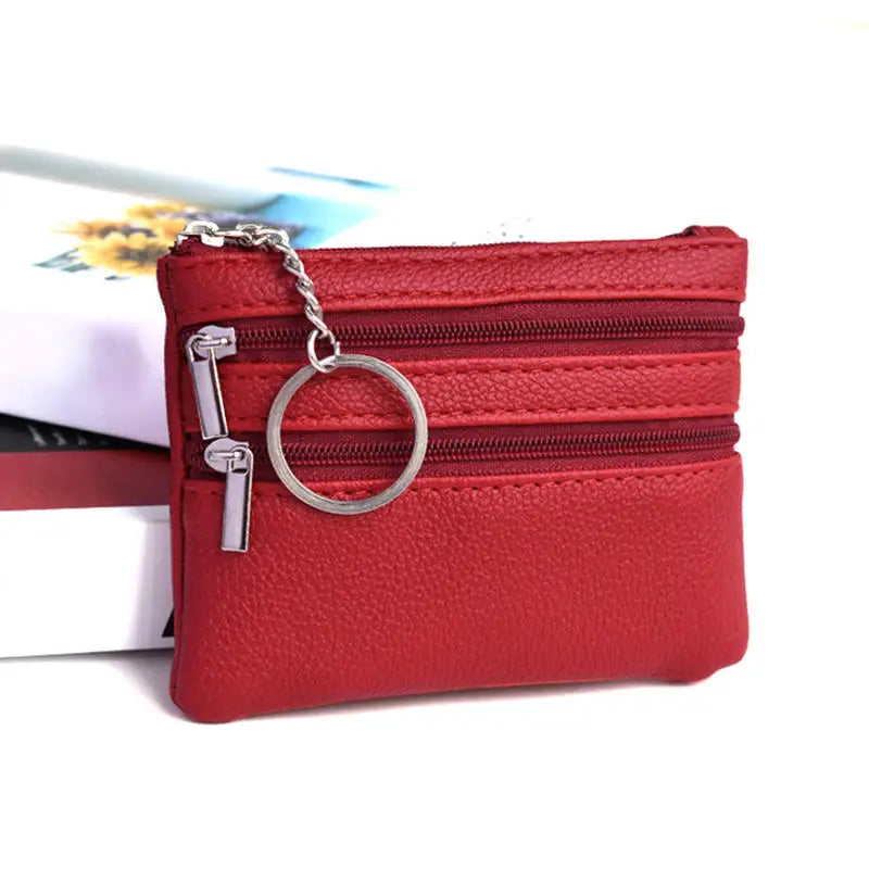 Bolsa de moedas de couro pu 2025 novo com chaveiro bolsa de bolso à prova d'água com zíper resistente ao desgaste porta-cartões de crédito masculino