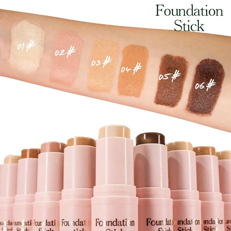 Rosto maquiagem vara fundação creme 6 cores hidratante cobertura completa tom de pele escura natural fosco corretivo maquiagem profissional