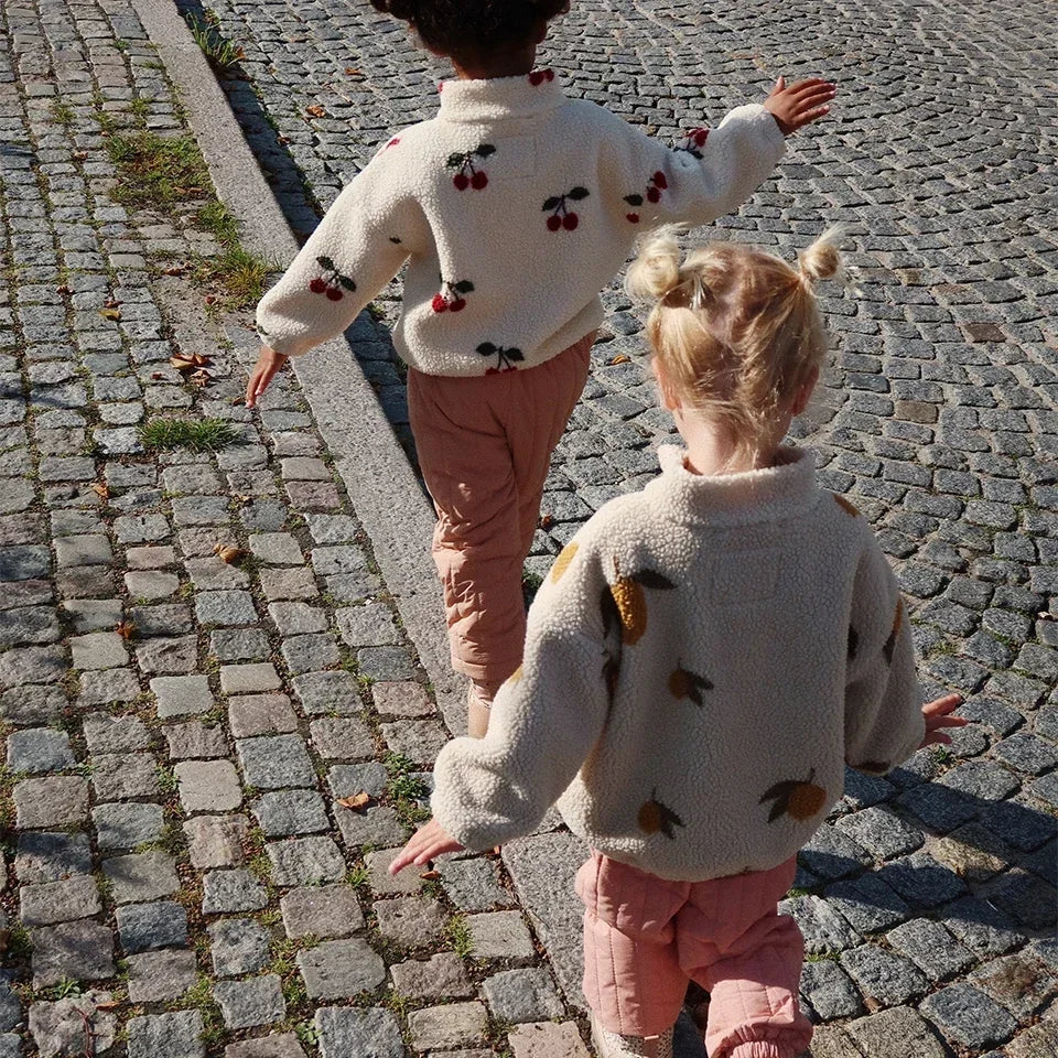 2024 inverno ks crianças algodão lã de cordeiro quente outerwear roupas meninas impressão casacos do bebê meninos mais jaquetas de lã crianças roupas