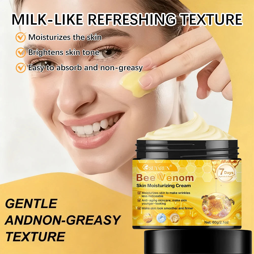 SUYARUN Creme Hidratante de Vêneno de Abelha Cuidados Faciais Antienvelhecimento |   Hidratação profunda e reafirmante Cuidado natural antirrugas para toda a pele.