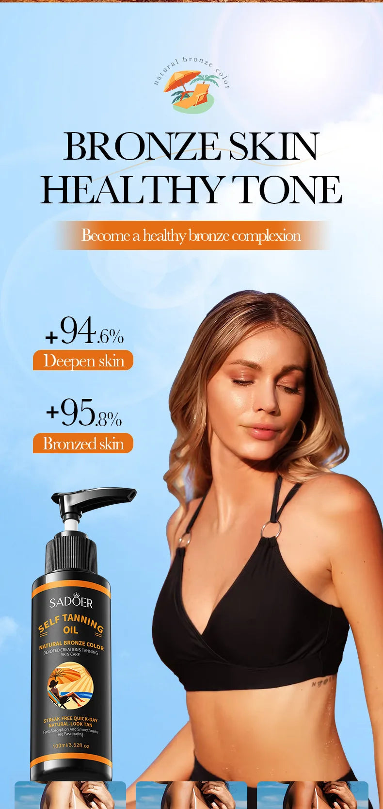 Spray de Bronzeamento 100ml: Textura Leve, Hidratante, Tonalidade Preta Bonita, Cria um Visual Mais Selvagem e Confiante. Grande Capacidade, Acabamento Bege Bonito, Sem Manchas, Secagem Rápida, Sem Efeito Bronzeador.