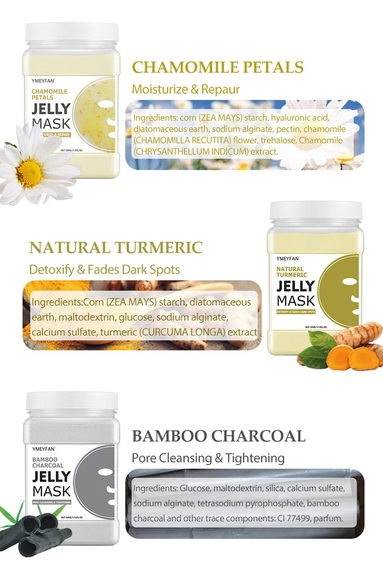 Máscara facial de gelatina em pó para tratamentos faciais, suprimentos para esteticistas, beleza profissional, cuidados com a pele, atacado, máscara em massa