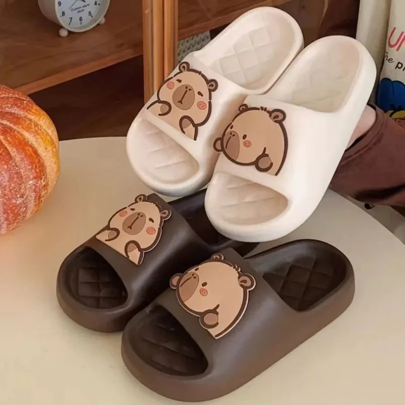 Capivara flip flops feminino chinelo kapibara bonito nuvem sandálias verão praia slides casa quarto sapatos kawai plana feminino eva