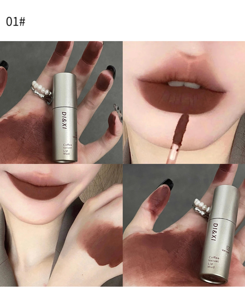 Batom fosco de veludo vermelho escuro, à prova d'água, longa duração, fosco, brilho labial, copo antiaderente, maquiagem labial, maquiagem cosmética