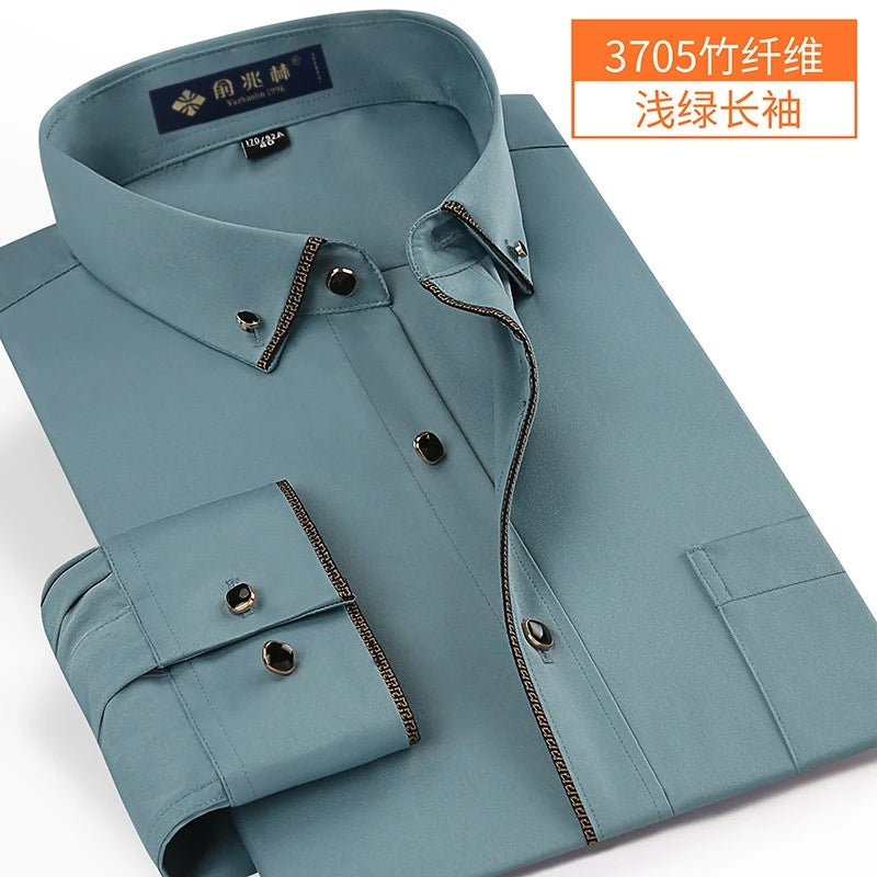 Nova chegada primavera comercial fácil cuidado camisa masculina oversize manga longa moda formal de alta qualidade plus size M-7XL8XL9XL