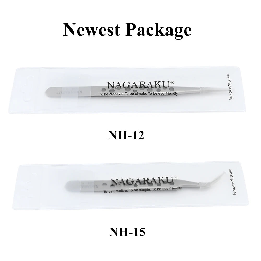 NAGARAKU Maquiagem Cílios 2 pçs conjunto N-01 N-02 Pinças de Cílios NH-12 NH-15 Cílios Preciso ST-12 ST-15 Pincet Inoxidável