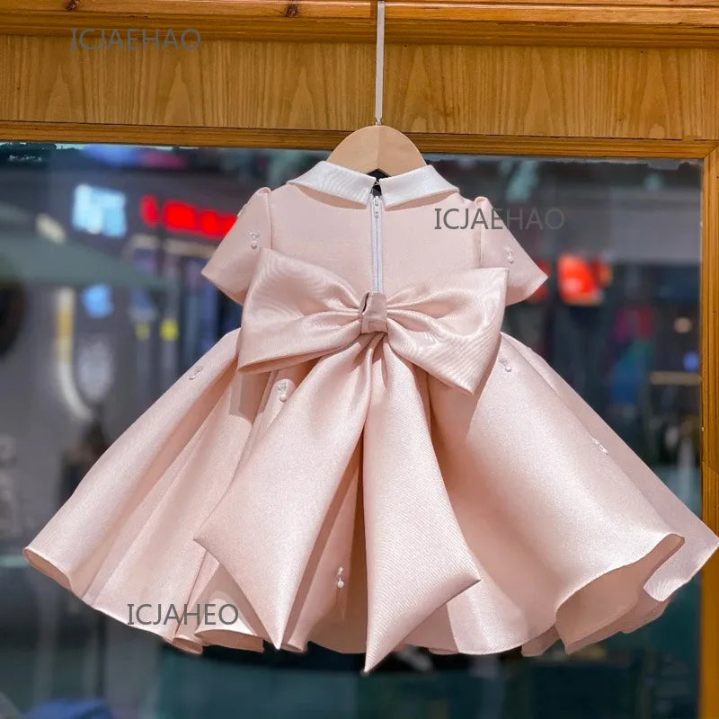 Vestidos de festa 2025 crianças primeiro aniversário para babyceremonial vestido infantil vestidos de casamento meninas princesa vestido branco crianças menina