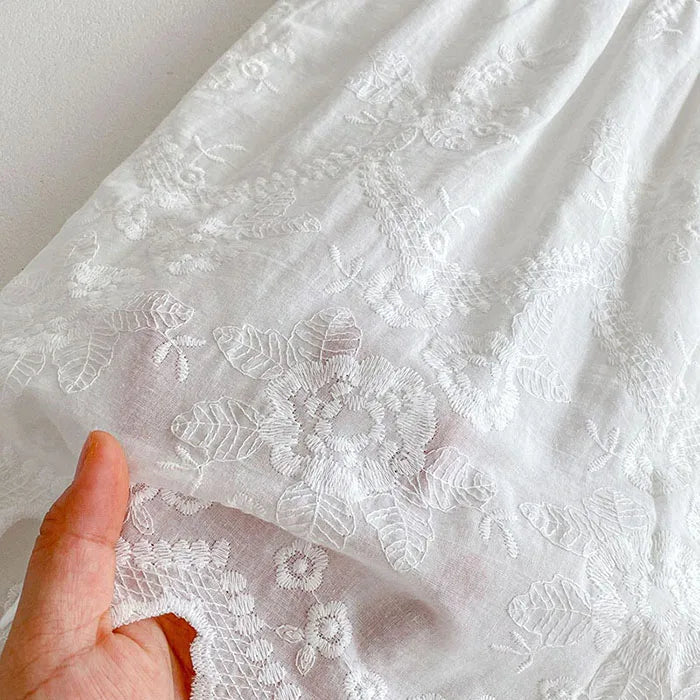 2025 novo verão crianças vestido 2-6 anos crianças vestidos de princesa manga voadora algodão bordado bebê menina vestido de festa irmã roupas