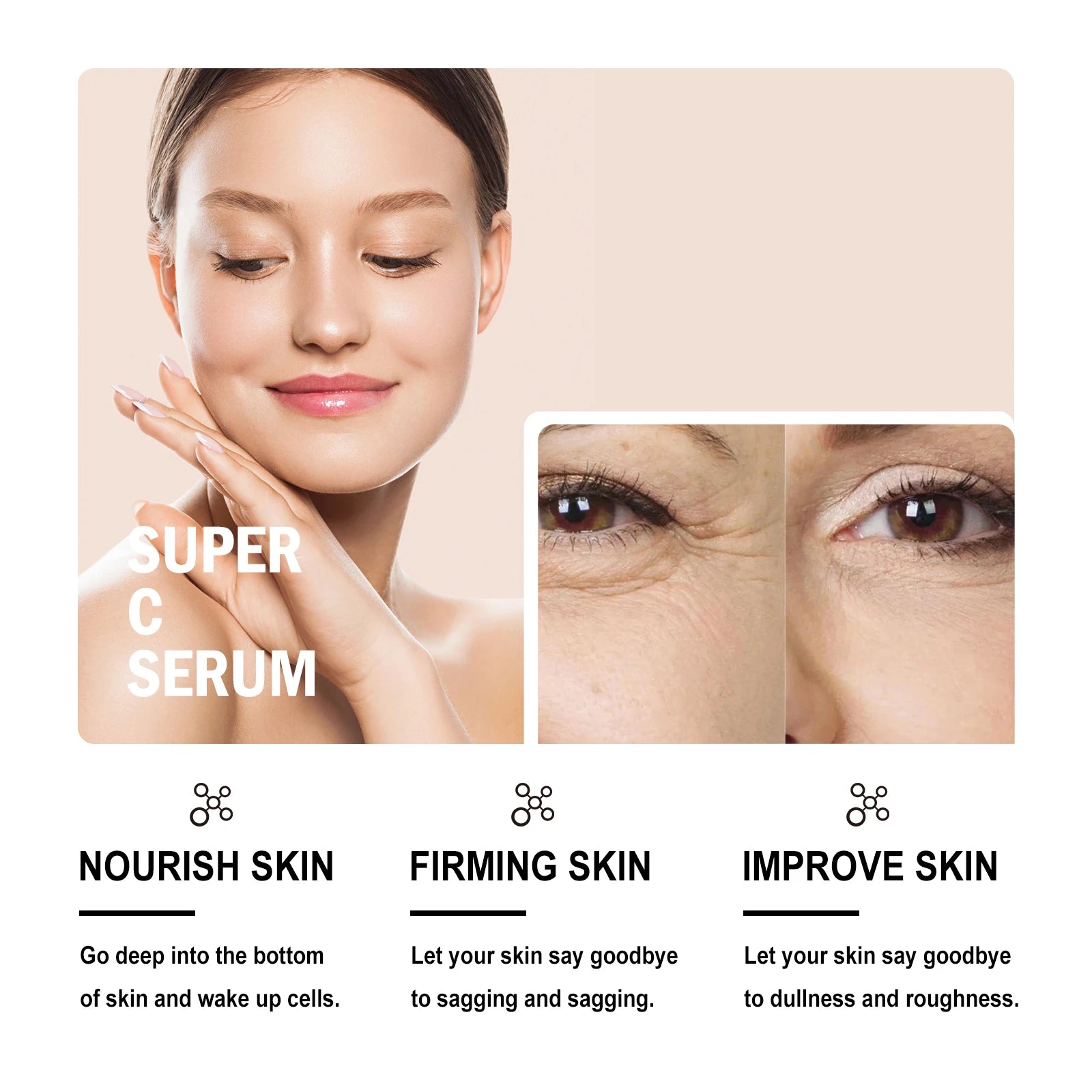 Soro de vitamina c para remoção de manchas escuras do rosto niacinamida hidratante brilho encolher poros essência beleza endurecimento cuidados com a pele 109g