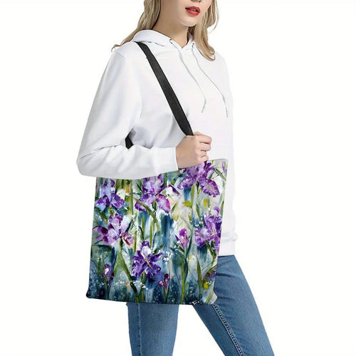 1pc íris sacola de compras estética pano praia totes presente, tote alça superior sacos de ombro, compras viagem trabalho reutilizável