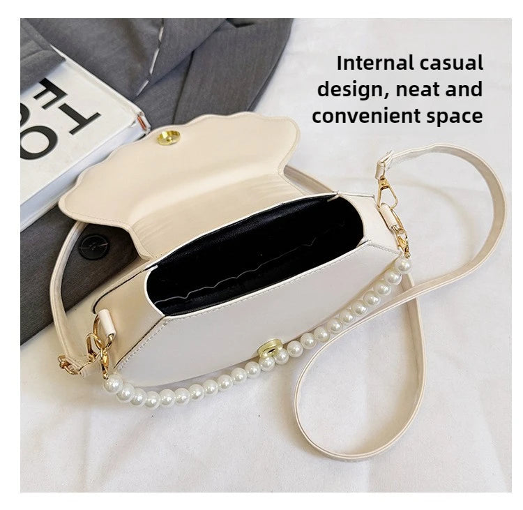 Francês pérola corrente bolsa feminina concha moda bolsa de ombro couro do plutônio bolsa embreagem novidade sólido chique hobo saco pequena mochila