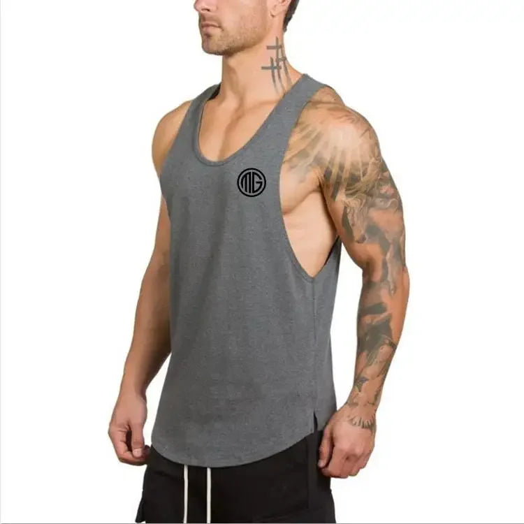 Marca roupas de ginástica algodão singlets canotte musculação stringer tanque superior dos homens camisa de fitness muscular caras sem mangas colete tanktop