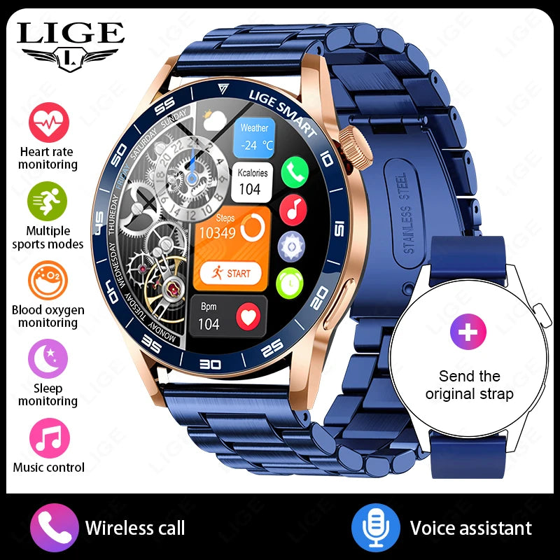 Relógio Inteligente LIGE 2026 com Chamadas de Voz para Homens, Tela HD de 1.38", IP68 à Prova D'água, Relógio Esportivo e Fitness, Novo Smartwatch para Homens e Mulheres, Compatível com Android e iOS