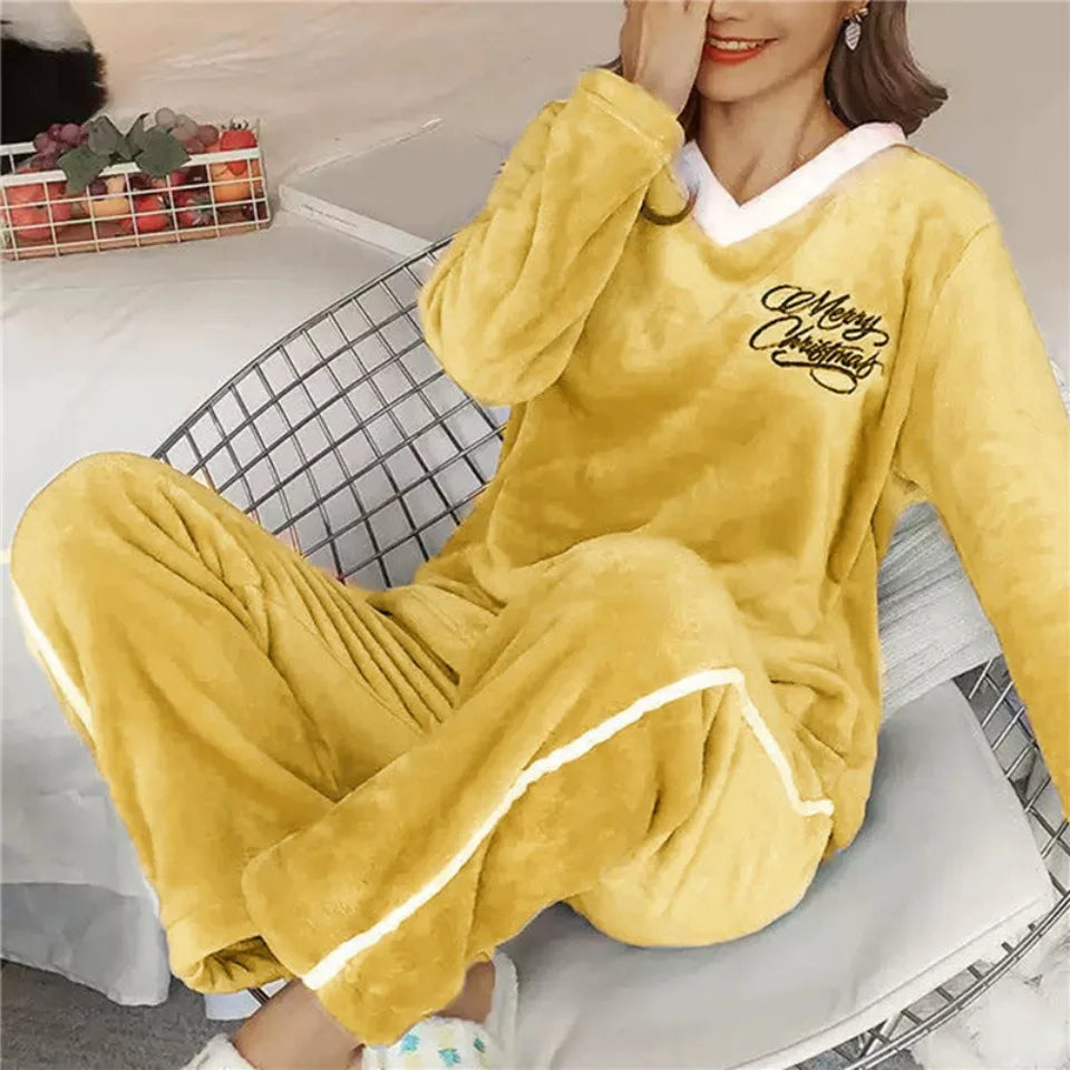 Outono inverno flanela conjuntos de pijamas femininos moda xadrez impresso teddy pijamas veludo homewear kawaii meninas pijamas mujer pijama
