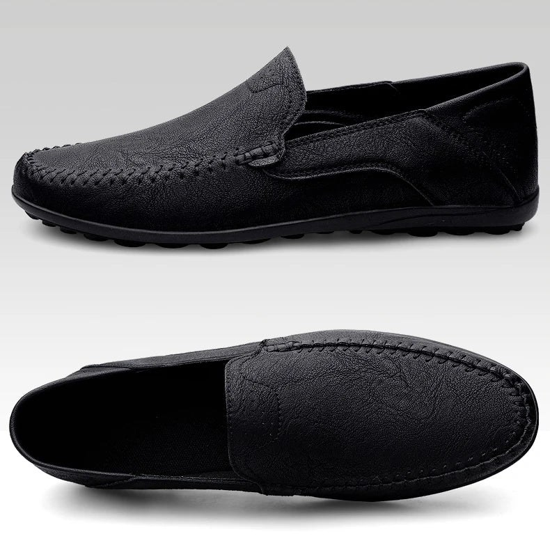 Mocassins Masculinos de Couro Genuíno Slip-On Casuais Estilo Náutico Formais Artesanais Designer 2025 Zapatillas Hombre