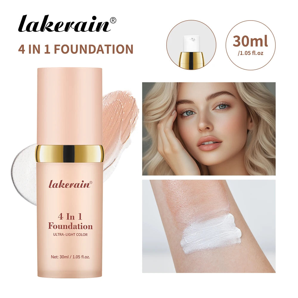 4 em 1 fundação de longa duração hidratante corretivo à prova dwaterproof água mesmo tom de pele spf 30 líquido hidratante corretivo de cobertura completa