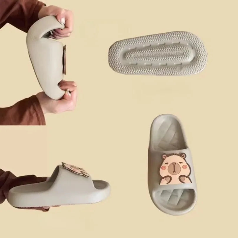 Capivara flip flops feminino chinelo kapibara bonito nuvem sandálias verão praia slides casa quarto sapatos kawai plana feminino eva