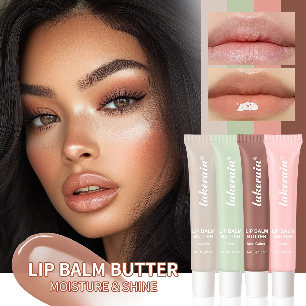 Bálsamo labial hidratante espelho brilho labial baunilha rosa açúcar café bolo cheiro batom óleo transparente maquiagem cuidados com os lábios
