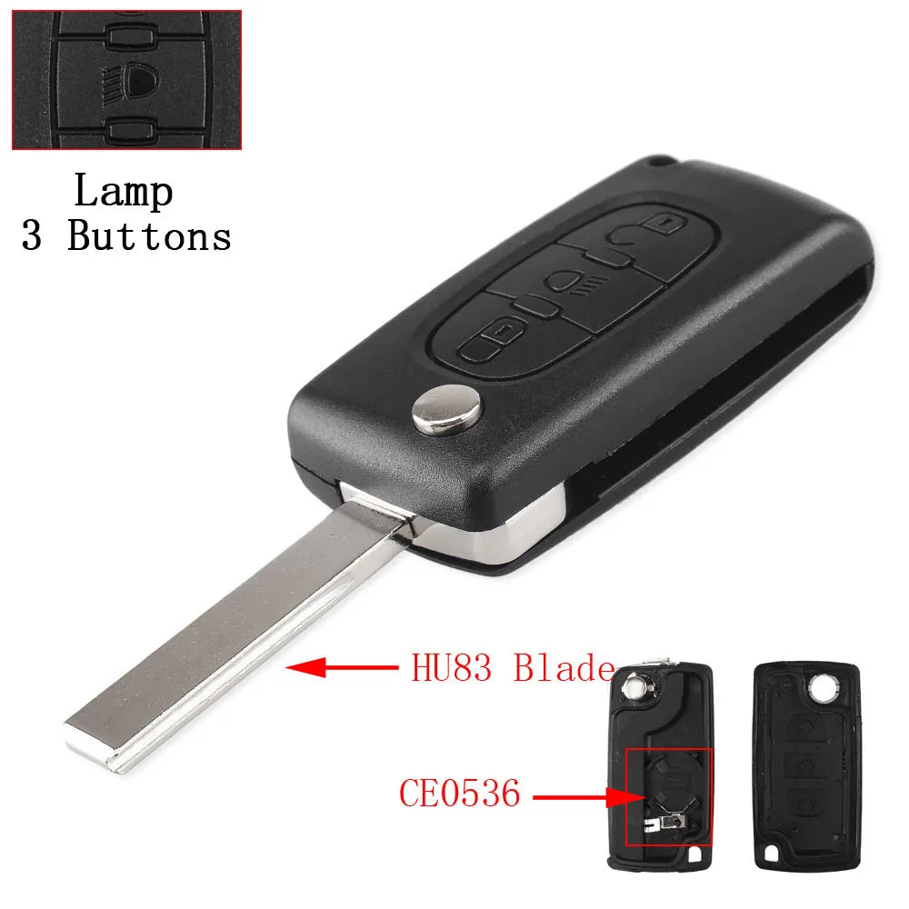 Keyyou para citroen c2 c3 c4 c5 c6 c8 3 botões flip remoto chave do carro caso capa escudo fob va2 lâmina ce0523