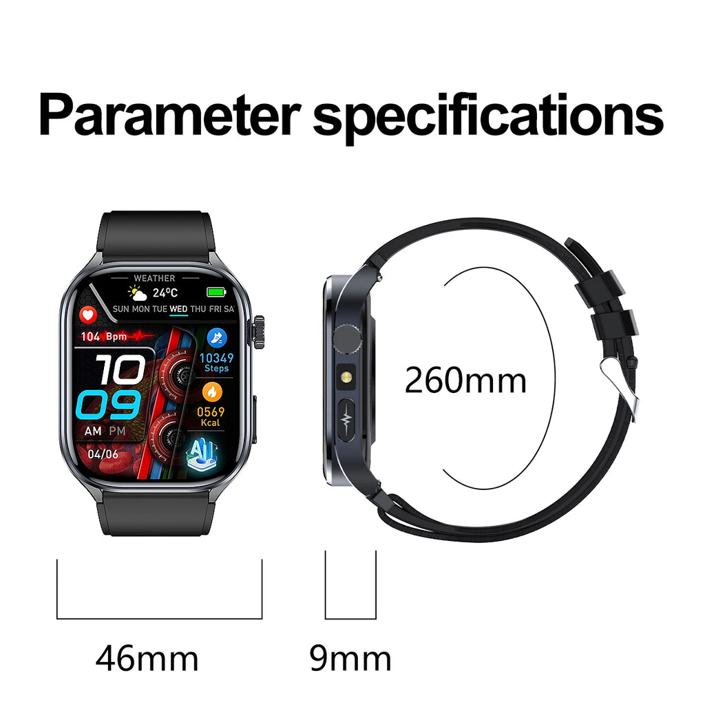 Novo Smartwatch 2026 com ECG Preciso, Análise de Saúde Cardíaca, Análise de Sangue, Lipídios no Sangue, Pressão Arterial e Chamada Bluetooth para Homens