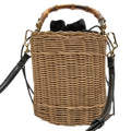 Novo balde de rattan tecido saco alça de bambu bolsa feminina moda cilindro saco de palha férias viagem essencial bolsa de ombro