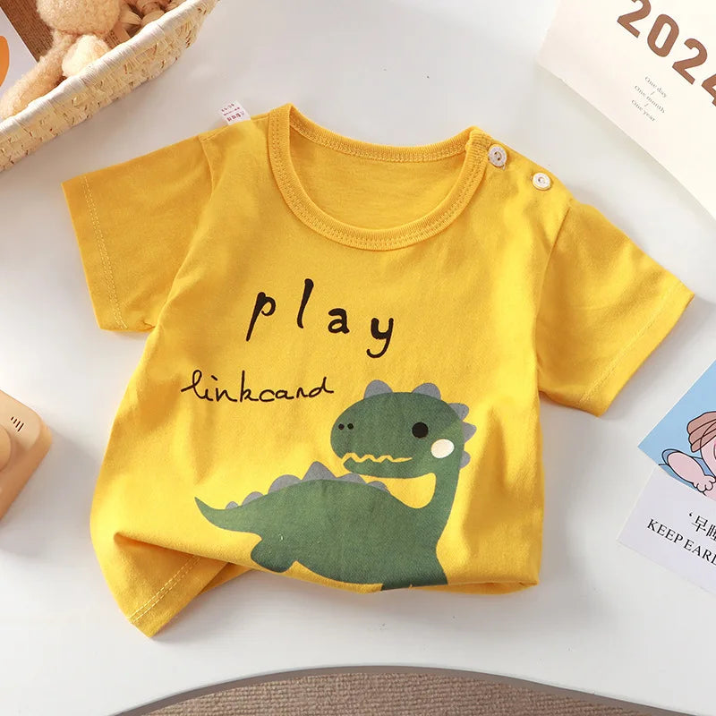 2-6y nova camiseta dos desenhos animados de algodão puro meninas de manga curta verão meia manga topos meninos topos crianças camisetas roupas