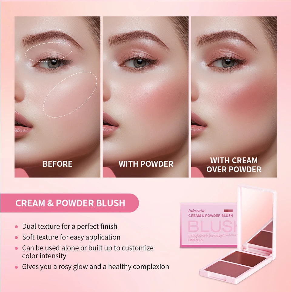2 em 1 creme & pó blush fosco natural blush paleta de maquiagem dos olhos longa duração alta renderização de cor brilhante mindinho patrick ta blush