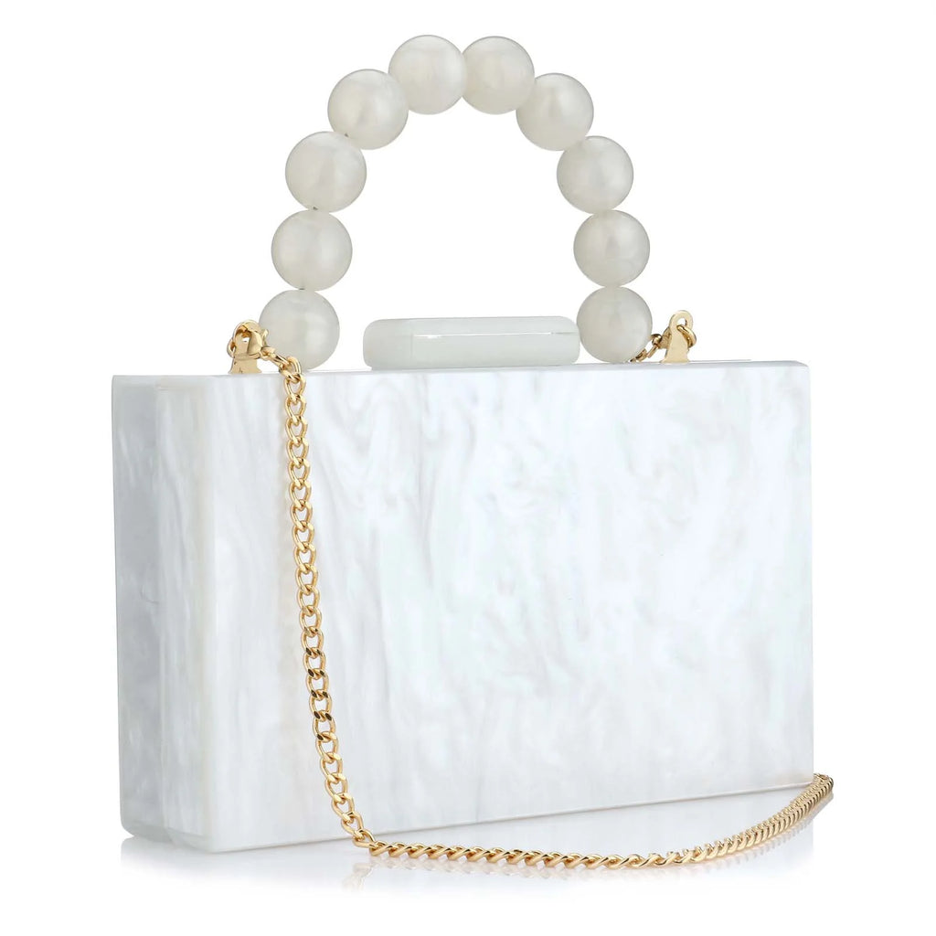 Beading bolsa de mármore acrílico caixa luxo embreagem sacos noite festa casamento corrente bolsa ombro jantar vestido bolsa festival presente