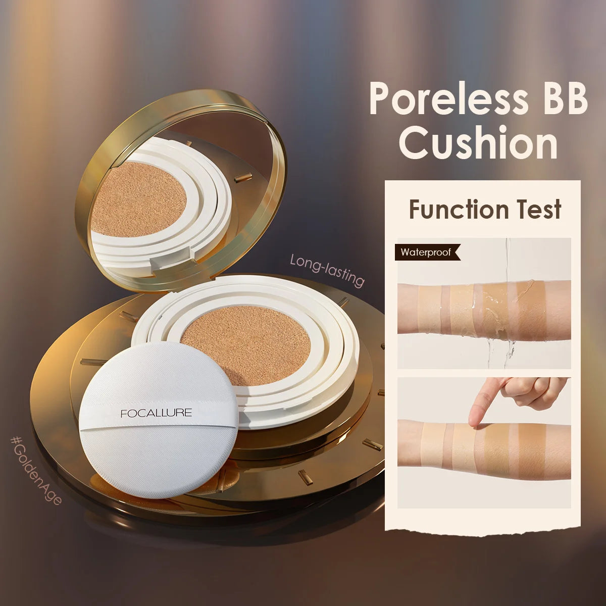 Focusallure fundação almofada de ar à prova dwaterproof água base fosca poros alta cobertura creme facial nutritivo suave fundação maquiagem