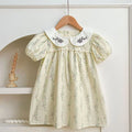 2025 novo verão crianças vestido 2-6 anos crianças vestidos de princesa manga voadora algodão bordado bebê menina vestido de festa irmã roupas