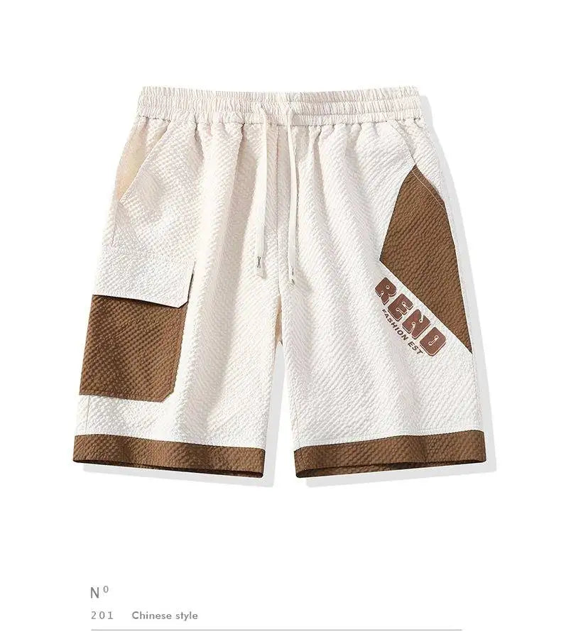 Conjunto Casual Masculino de Linho e Algodão, Camisa de Manga Curta com Colarinho e Calças Largas, Traje de Verão com Bordado Floral