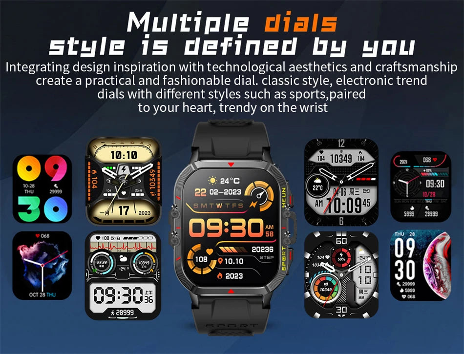 Lige 2025 relógio inteligente masculino esportes ao ar livre monitoramento de freqüência cardíaca ip68 à prova dip68 água relógios bluetooth chamada smartwatch para android ios
