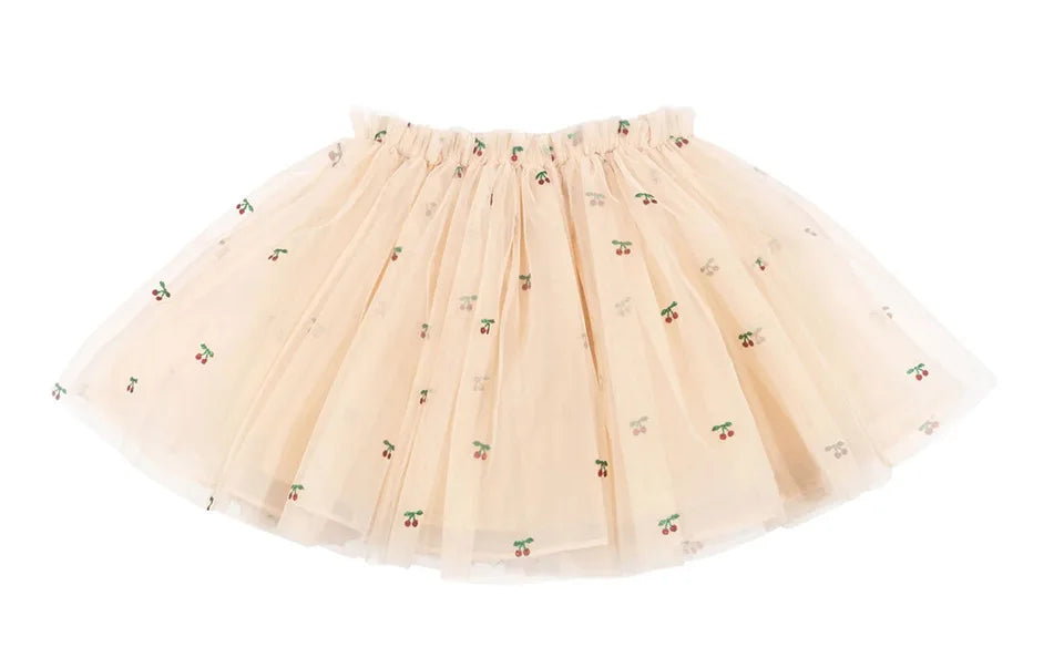 Verão ks bebê meninas cereja malha vestido crianças roupas meninas vestidos de princesa saias festa de natal manga longa vestidos