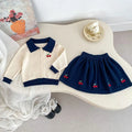 2025 novo outono 0-5yrs bebê meninas conjunto de roupas manga comprida malha cardigan casaco + saia curta crianças roupas de malha terno