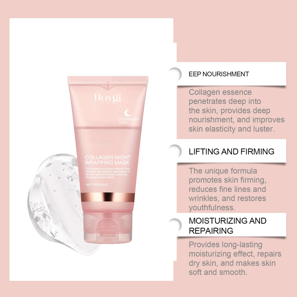 Ouhoe Máscara Peel Off de Colágeno com Pincel de Aplicação Anti Rugas Firmador Hidratante Fácil Descasque Todos os Tipos de Pele Não Irritante Limpo