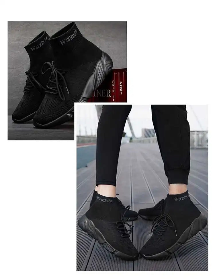 Mwy sapatos casuais masculinos tênis respirável rendas até meias de malha sapatos zapatillas hombre feminino esportes joggingshoes plus size 35-47