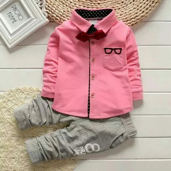 Crianças mais fino conjuntos de roupas primavera outono agasalho bebê meninos criança manga longa cavalheiro ternos crianças t camisa calças conjuntos roupas