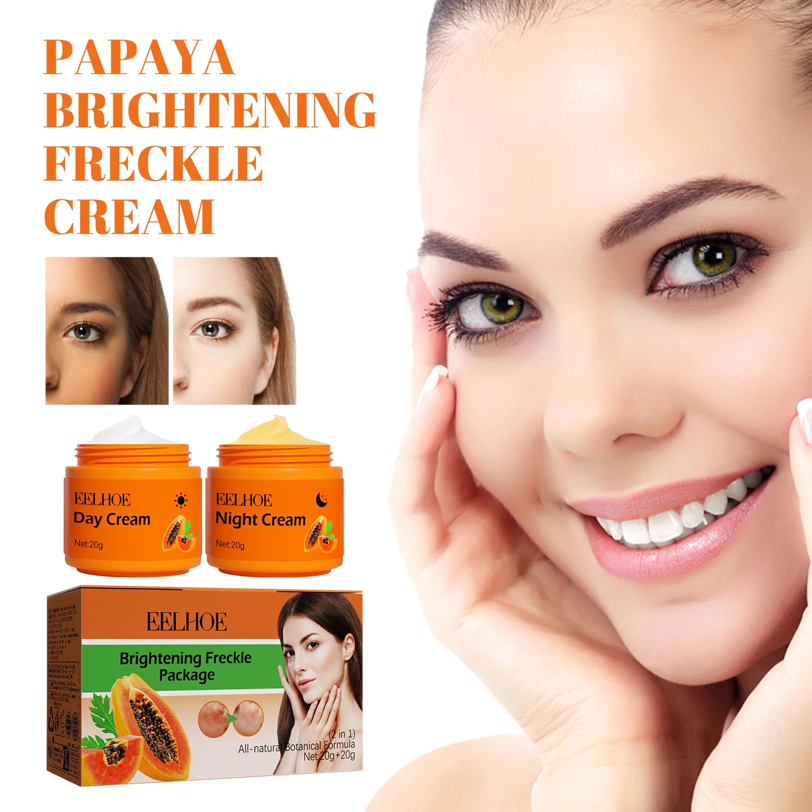 Creme iluminador de mamão, cuidados com manchas escuras e hidratante de tom uniforme, creme facial nutritivo diário