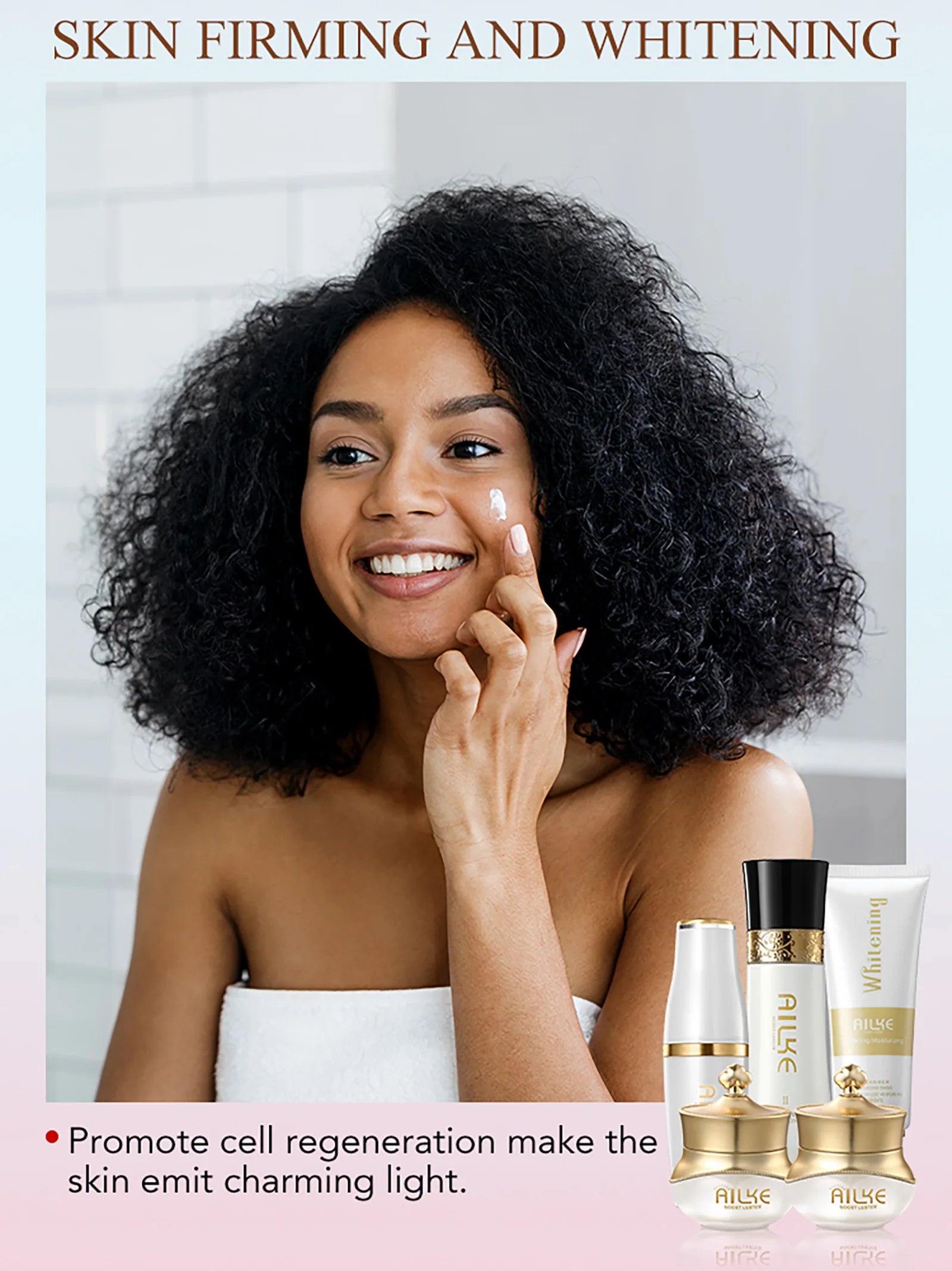 AILKE Clareador Anti-rugas Sardas Creme Facial Com Colágeno Ácido Hialurônico Rosa Cuidados Com A Pele Mulheres Coreano Conjunto Hidratante Facial