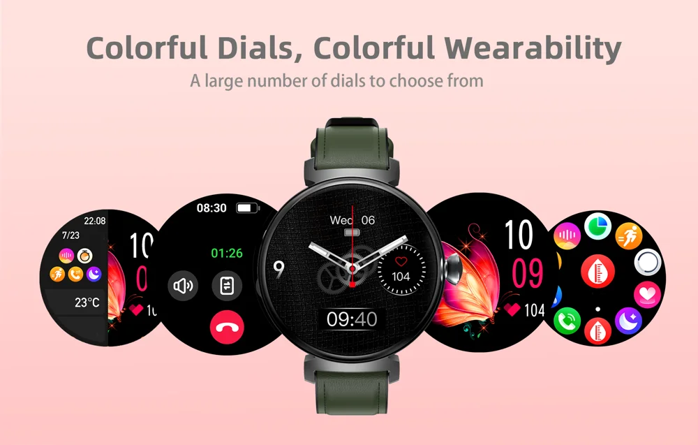 Amoled tela hd azul dente chamada smartwatch feminino relógios inteligentes à prova dwaterproof água esportes monitor de saúde freqüência cardíaca notificação mensagem