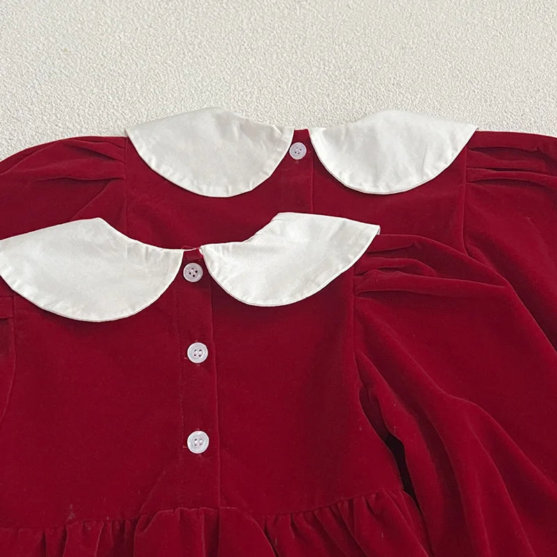 Vestido de manga comprida infantil, Roupas para bebês, Doce cor sólida, Novo, Primavera, Outono