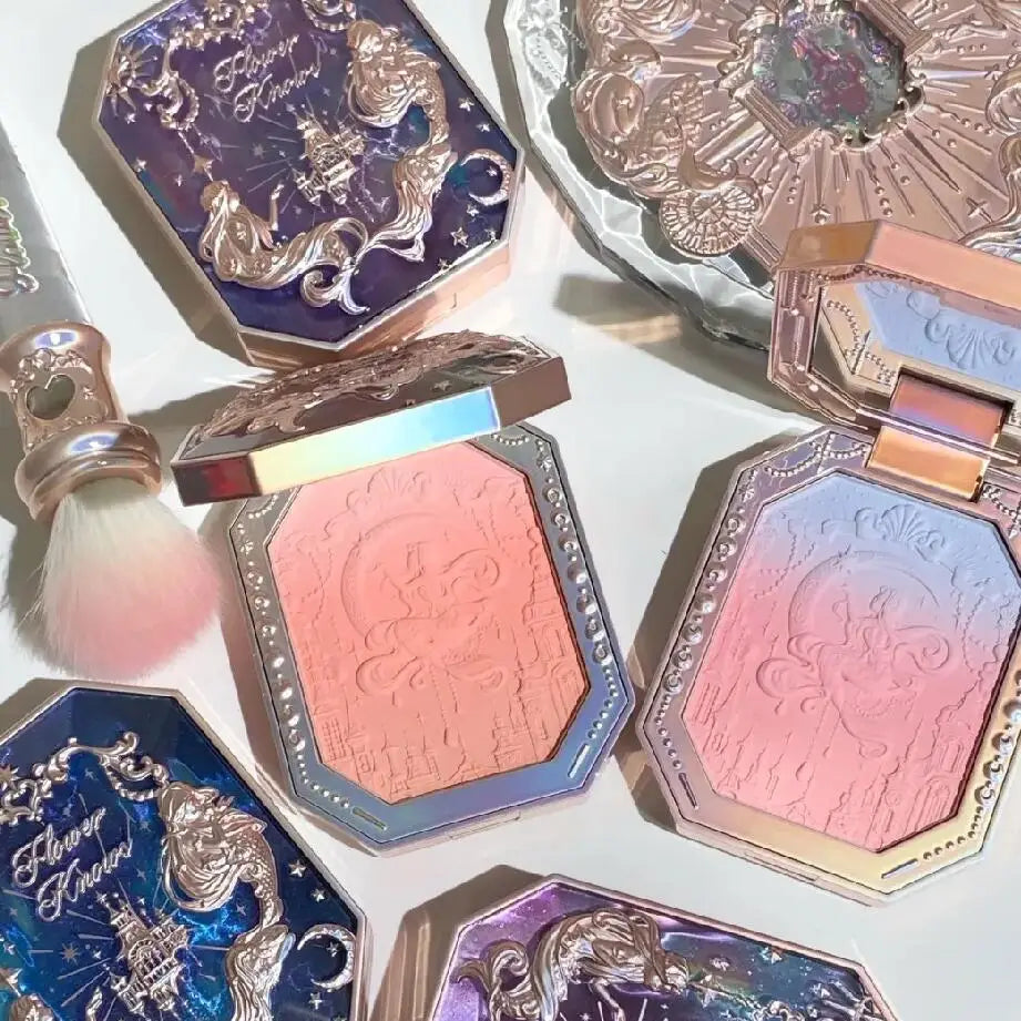 Flor sabe luar sereia bochecha blush em pó gradiente blush em acabamento fosco vegano crueldade livre maquiagem de marca própria