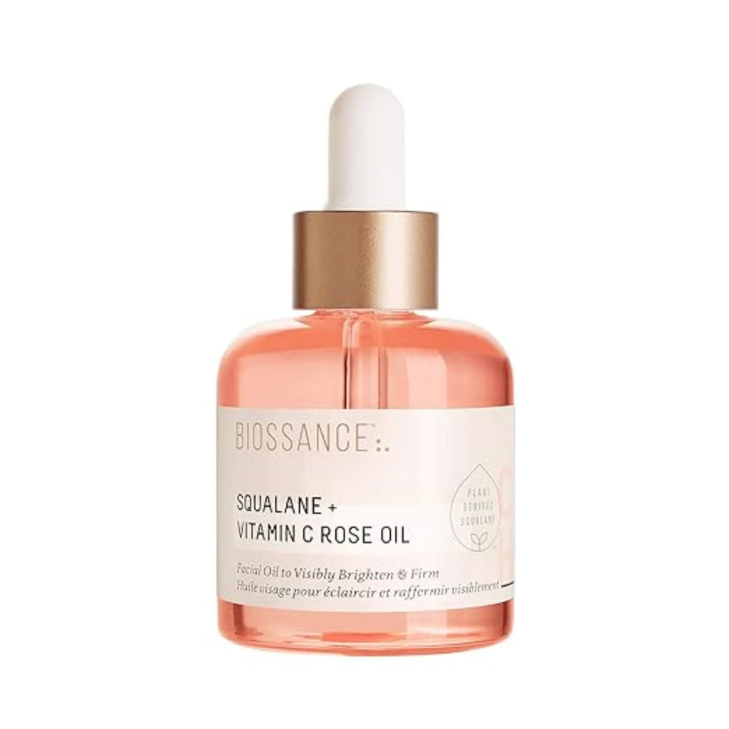 Óleo Facial Avançado de Squalano + Vitamina C com Rosa - Sérum Iluminador, Firmador e Hidratante para Todos os Tipos de Pele