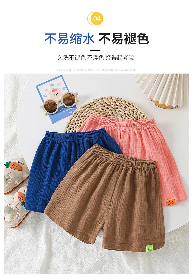 Moda algodão cor sólida crianças shorts infantil estilo coreano verão praia calças curtas inferior para crianças roupas meninas meninos 4-12y