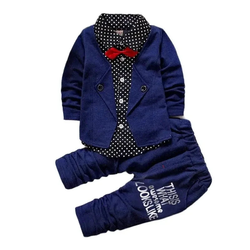 Crianças mais fino conjuntos de roupas primavera outono agasalho bebê meninos criança manga longa cavalheiro ternos crianças t camisa calças conjuntos roupas