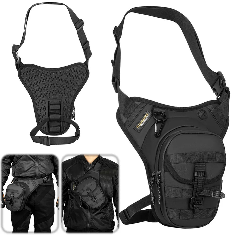 Bolsa lateral para perna de motocicleta masculina, à prova d'água, quadril, perna, ajustável, bolsa crossbody para caminhadas, acampamento, pesca