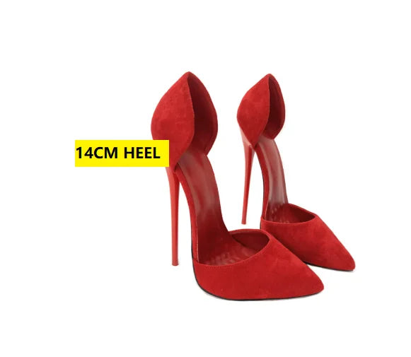 Sapatos Femininos de Salto Alto Flock de 16cm, Sapatos Sexy para Cosplay Masculino, Preto, Forro Vermelho, Slip On, Cores Personalizadas