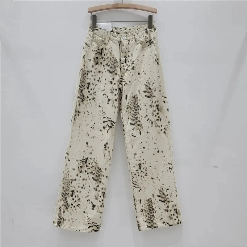 Cintura alta y2k calças de brim femininas solto ajuste perna reta baggy calças jeans para meninas retro bege largo calças jeans femininas y2k